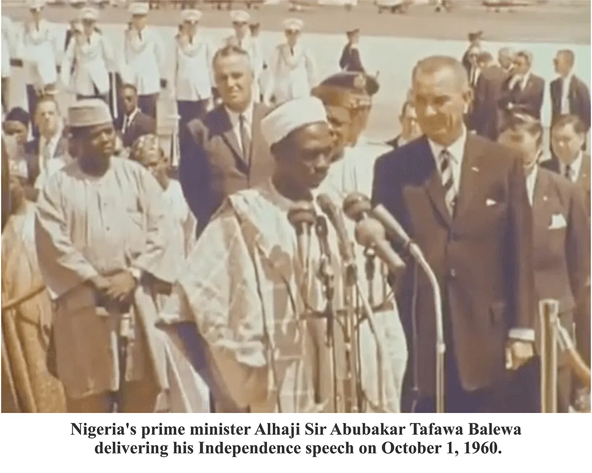 Tafawa Balewa delivering Nigeria’s independence address, 1 October 1960.
