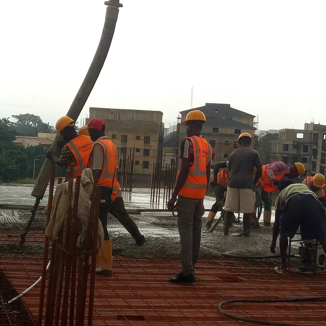 Construction workers in Lagos, photographed in 2017.
