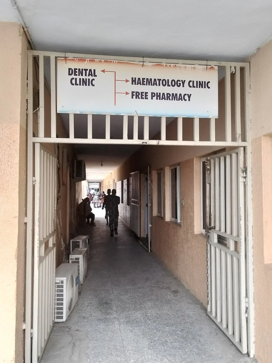 A hospital walkway in Nigeria, photographed in 2025.