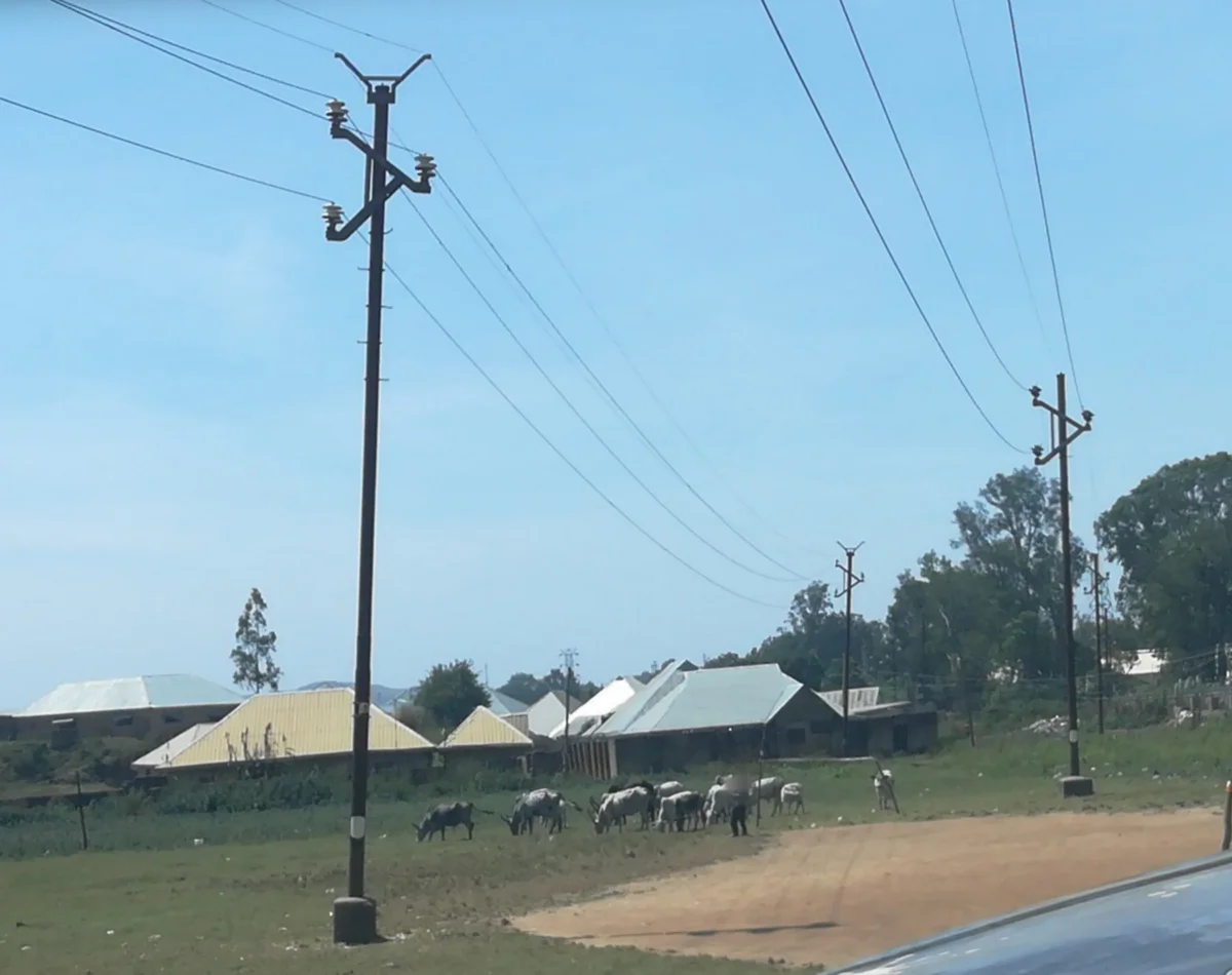 Power poles in Jos, photographed in 2018.