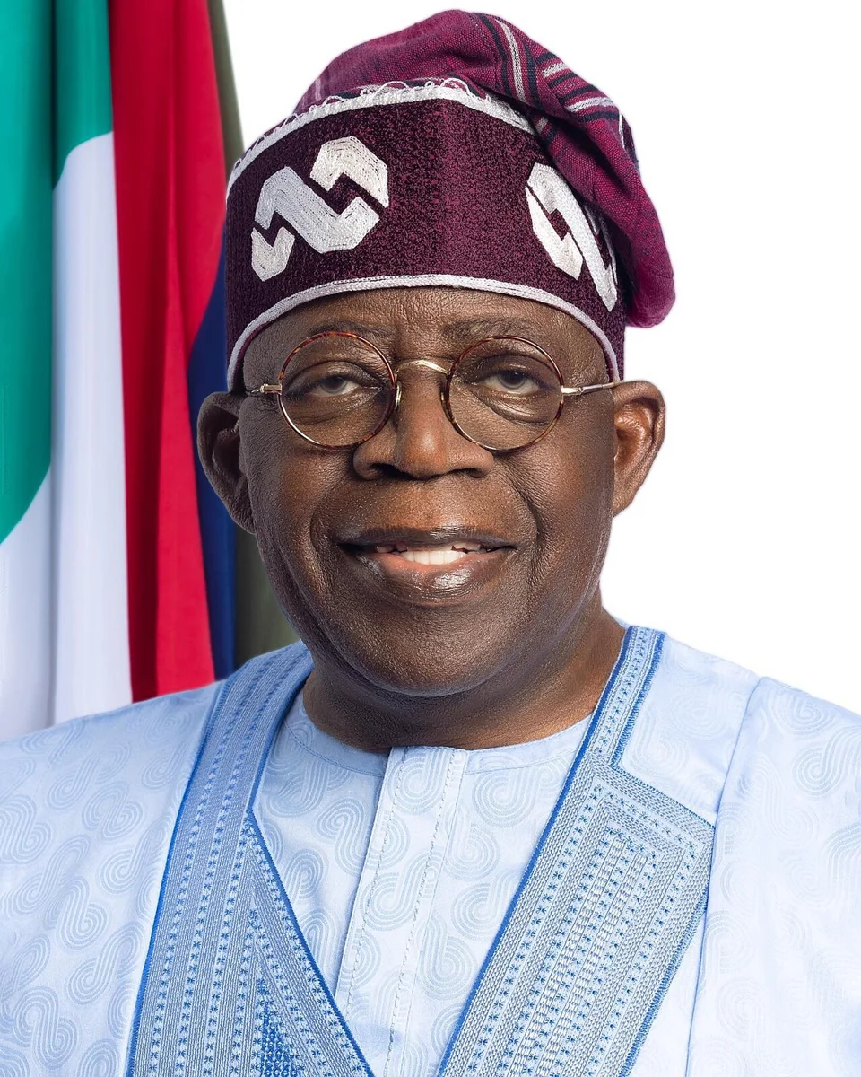 Official portrait of President Bola Ahmed Tinubu, source dated 29 May 2023.